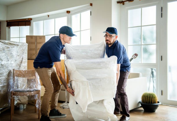 Team safely packing household goods